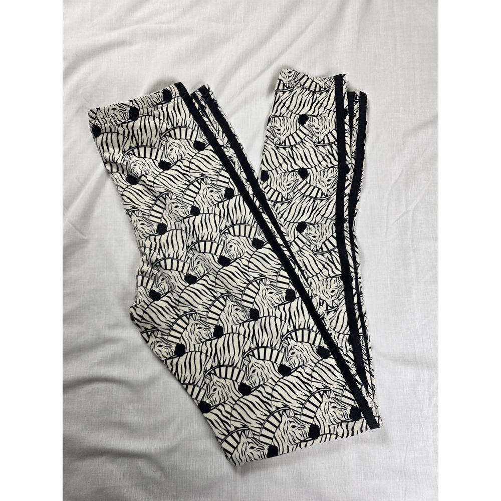 Adidas Originals Leggings Womens Small Zebra Print Animal Trefoil Cotton D98905‎